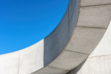 Poster - Minimalist Architectural Narrative Curved Brutalist Concrete Meets Azure Sky - Contemporary Design Innovation in Urban Spatial Geometry
