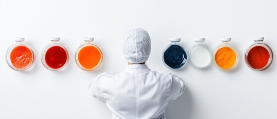 Leinwandbilder - Minimalist Scientific Research Visualization AI-Enhanced Lab Professional Analyzing Multicolor Data Samples in Precision Wellness Innovation Landscape