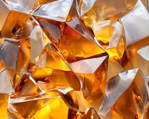 Aufkleber - Crystalline Innovation Amber Glass Geometric Abstraction Revealing Cutting-Edge Design, Light Refraction, and Immersive Digital Aesthetic