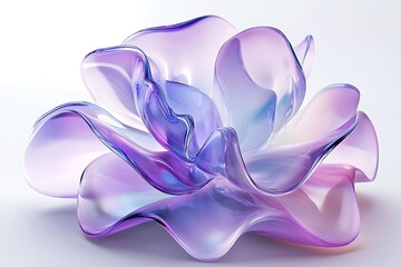 Canvas Print - 3D Liquid Glass Ribbon – Iridescent Floral Wave with Holographic Gradient