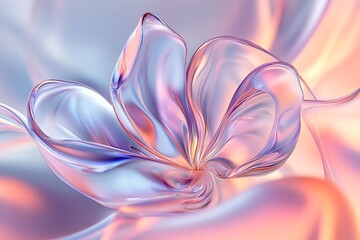 Canvas Print - 3D Liquid Glass Ribbon – Iridescent Floral Wave with Holographic Gradient