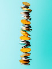 Poster - Minimalist Financial Balance Dynamic Gold and Silver Coin Stack Visualizing Wealth Optimization and Investment Equilibrium in High-Contrast Modern Design