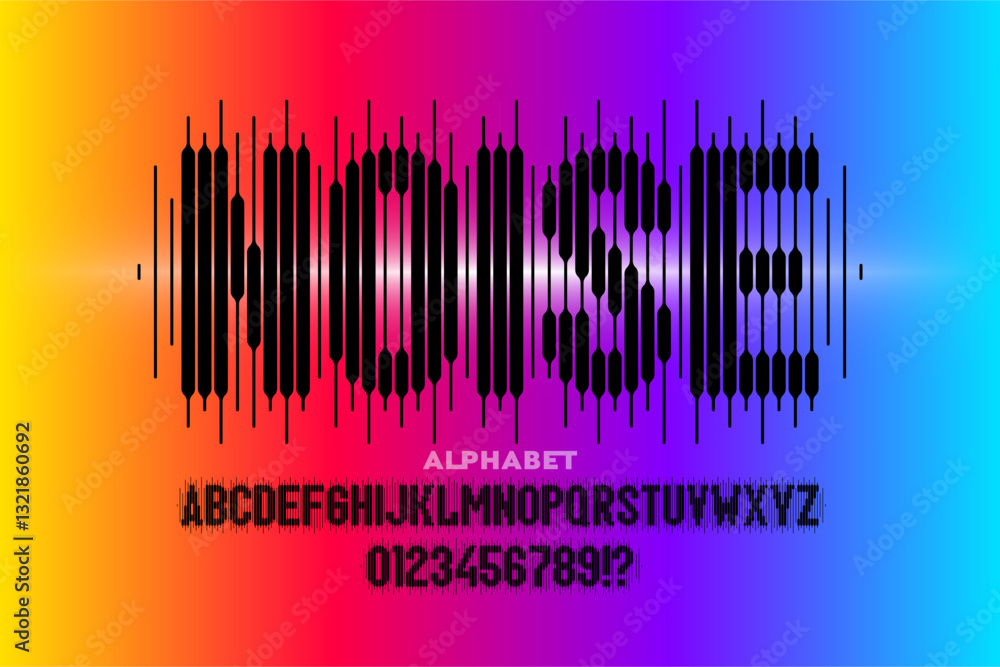 Noise. Music, sound wave style font design, alphabet letters and ...