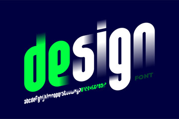 Wall Mural - design. modern condensed style lowercase font design, alphabet letters and numbers vector illustrati