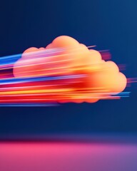 Fototapete - Digital Flux Next-Gen Cloud Security Visualization with Gradient Motion Blur - Cybersecurity Innovation in High-Performance Data Streaming Aesthetics