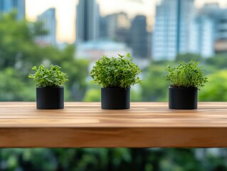 Poster - Urban Microgreens Minimalist Design Sustainable Living Showcase with Modern City Skyline - Eco-Friendly Interior Trend and Wellness Innovation