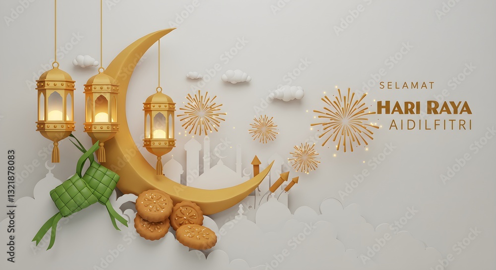 Selamat Hari raya aidilfitri poster Stock Illustration | Adobe Stock