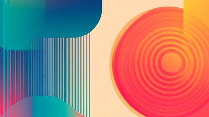 Wall Mural - sleek contemporary futuristic layout with interwoven circular patterns and vibrant color schemes