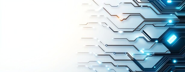 Abstract technology background featuring circuit patterns with glowing elements