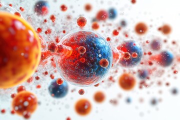 Poster - An abstract representation of particles, showcasing vibrant colors and intricate designs. The image symbolizes the complexity of molecular structures.