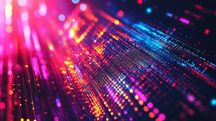 Wall Mural - abstract data stream: vibrant lights of information technology, modern network connectivity, artific