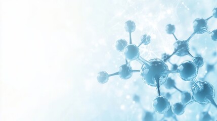 Poster - Abstract molecular structures in light blue tones showcasing scientific concepts in a sterile environment