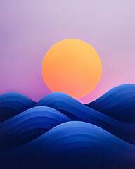 Aufkleber - A futuristic minimalist artwork showcasing smooth, flowing navy-blue waves gently overlapping