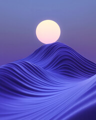 Aufkleber - A minimalist yet captivating digital scene featuring fluid navy-blue wave patterns elegantly
