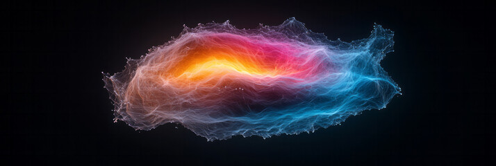 Leinwandbilder - A futuristic digital artwork depicting intricate, multi-colored swirling particles dynamically