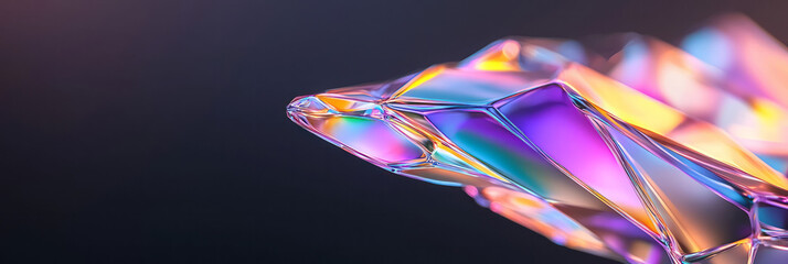 Aufkleber - A sophisticated digital artwork showcasing a multi-faceted polygonal structure in luminous purple
