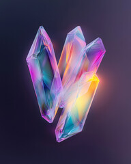 Poster - A sleek, futuristic illustration featuring intricate, glossy 3D polygons softly illuminated with