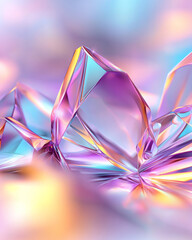 Fototapete - A mesmerizing abstract illustration of multi-faceted geometric forms dynamically shifting colors