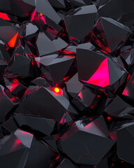 Poster - A minimalist abstract artwork capturing metallic polygonal geometry in striking shades of glossy