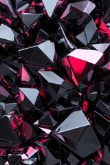 Poster - A high-tech abstract composition showcasing geometric polygonal forms with glossy metallic textures