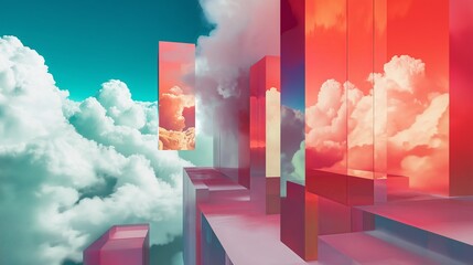 Aufkleber - A surreal dreamscape with distorted perspectives