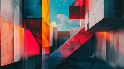 Aufkleber - A surreal dreamscape with distorted perspectives