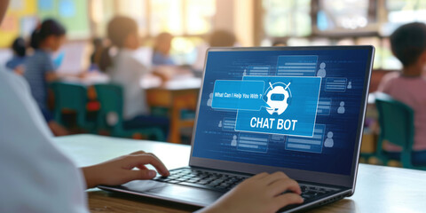 Wall Mural - chatbot software application for brisk online business that automatically reply to customer question