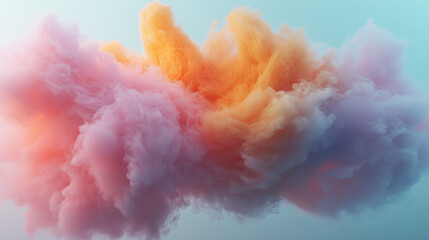 Wall Mural - Colorful smoke cloud swirls blending in vibrant hues during daytime in a digitally rendered surreal atmosphere Generative AI