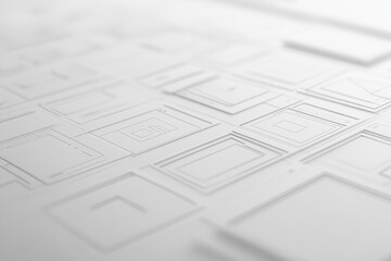 Fototapete - Sleek uiux wireframe design with transparent elements and grid lines for digital branding