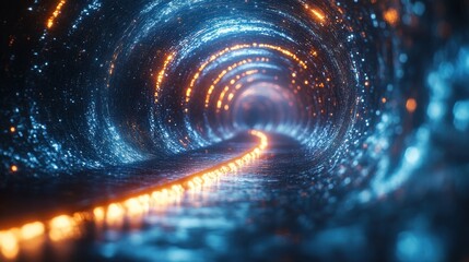 Poster - Journey through a shimmering tunnel of light and color leading to an unknown destination that ignites the imagination