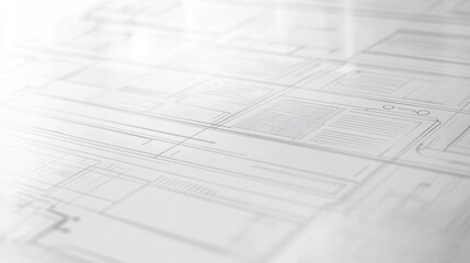 Fototapete - Sleek wireframe design showcasing digital mockups with transparent elements and soft grid lines for modern UIUX branding