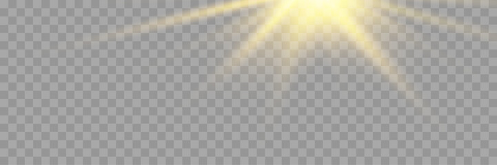 Wall Mural - golden light burst with glowing particles – transparent background