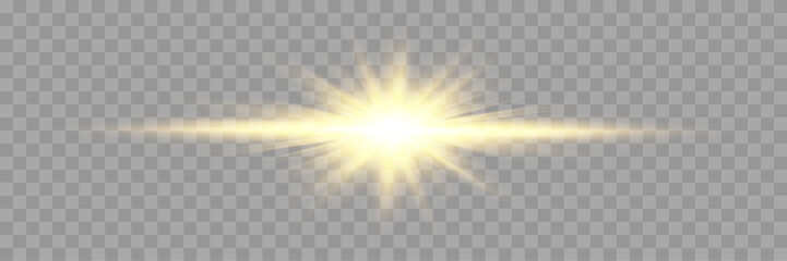 Wall Mural - bright golden light burst with lens flare and glow effect