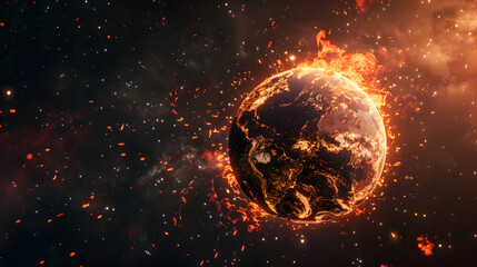 Wall Mural - a planet is surrounded by a lot of fire