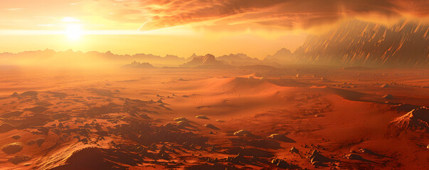 Wall Mural - a desert with a sun in the sky