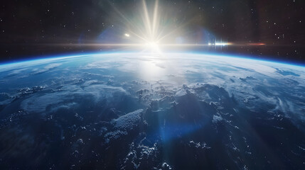 Wall Mural - the sun is shining on the blue planet