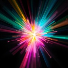 Wall Mural - colorful lines splash abstract isolated on dark