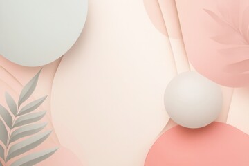 Poster - Modern minimalist design featuring overlapping geometric shapes in soft pastel colors ideal for creative projects and elegant presentations