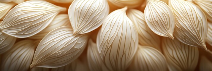Wall Mural - close-up view of delicate, textured abstract shapes resembling dill leaves in soft cream tones