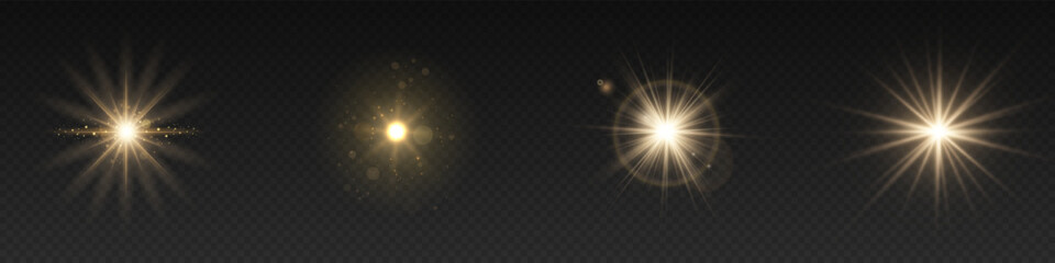 Wall Mural - yellow glowing light explodes on a transparent background. sparkling magical dust particles. bright 