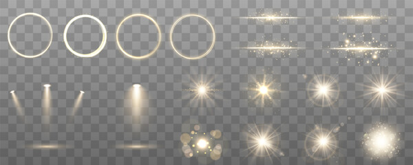 Wall Mural - versatile collection of glowing light effects, including lens flares, sparkles, and starbursts. a hi