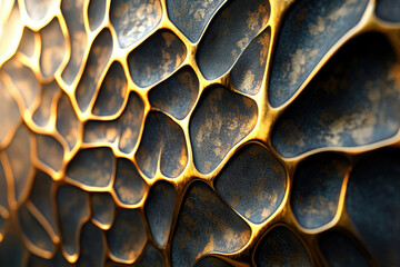 Wall Mural - abstract gold and dark metallic texture with intricate, organic, interwoven pattern.