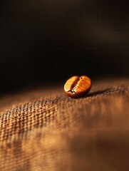 Poster - Close-up of roasted coffee beans with a standout bean in warm brown tones for an inviting cafe atmosphere