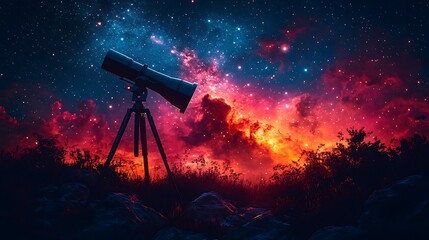a telescope observing constellations in a vivid night sky full of cosmic wonders