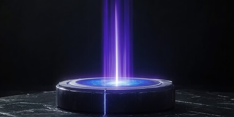 Wall Mural - mysterious energy portal emits vibrant purple light in dark surroundings