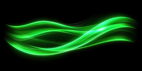 Canvas Print - dynamic green light waves create an abstract visual display in a dark background setting