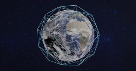 Wall Mural - earth planet of solar system rotation. data exchange and global network over the world. science fict