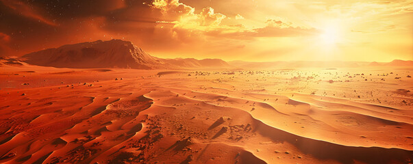 Wall Mural - a desert with a sun in the sky