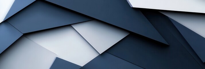 Poster - Structured geometric background featuring clean shapes in navy blue, gray, and white, symbolizing governance and stability in design