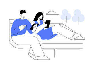 Wall Mural - chilling at the bench isolated cartoon vector illustrations.
